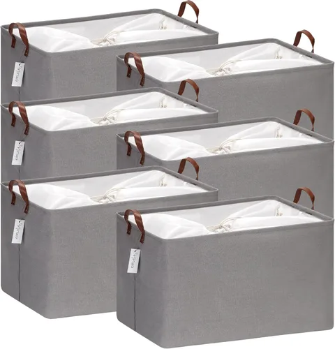 Miniatura 34 de Hinwo 31L Bolsas de almacenamiento grandes, organizadores de armario y almacenamiento, cestas de estante, cestas de almacenamiento plegables