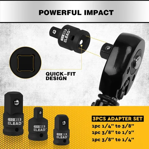 Miniatura 5 de Juego de llaves de vaso E-Torx invertidas de 17 piezas, acero Cr-V de impacto prémium E4 - E24 Star hembra para llave de impacto 1/2 3/8 1/4 Kit