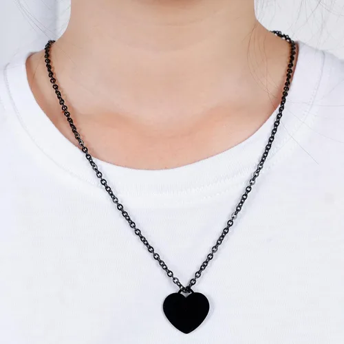 Miniatura 6 de JAZTAKU Collar de estrella negra, collar gótico de luna Y2K, collar de corazón negro, collar de Halloween, collar de cadena de cable de acero