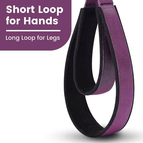 Miniatura 6 de 2 correas cómodas de doble bucle para Pilates de grosor mejorado, correa de anillo en D para gimnasio en casa y accesorios de entrenamiento de yoga