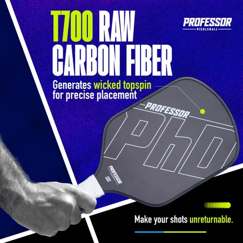Miniatura 4 de Professor PhD Pala de Pickleball de Fibra de Carbono Premium en Bruto - Aprobada por USA Pickleball - Núcleo en Forma de Panal - Potencia y Control