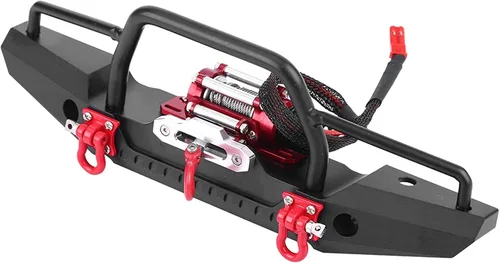 Miniatura 5 de Parachoques RC Crawler, soporte de aluminio duradero con luz LED de cabrestante, pieza de actualización a escala 1/10 para entusiastas de RC