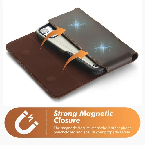 Miniatura 4 de BECPLT Funda de cuero genuino para teléfono con clip para cinturón para iPhone 17 Pro Max 16 Pro Max 15 Pro Max 15 Plus 14/13/12 Pro Max Galaxy S25+