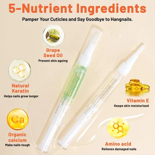 Miniatura 3 de 2 bolígrafos de aceite para cutículas para el cuidado de las uñas, bolígrafo de aceite revitalizador de cutículas con cepillo suave, aceite