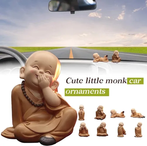 Miniatura 3 de Estatuilla de monje para decoración del hogar, estatua de Buda, figura de monje zen, lindo adorno de resina, mobiliario decorativo, arte chino