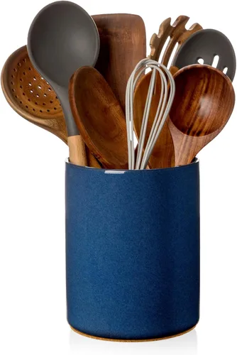 Miniatura 7 de Nucookery Soporte para Utensilios, Soporte para Utensilios de Cocina de Cerámica de 6.4", con Fondo de Corcho de Protección para Encimera, Negro