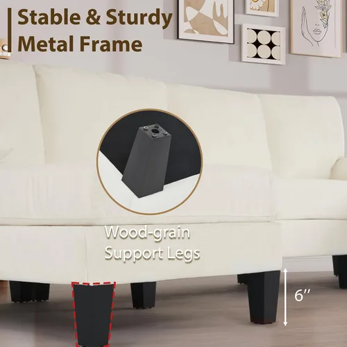 Miniatura 6 de Bezseller Sofá modular en forma de U de 107.3 pulgadas con cojín y tela de chenilla, cómodos juegos de muebles de 4 asientos con diván doble