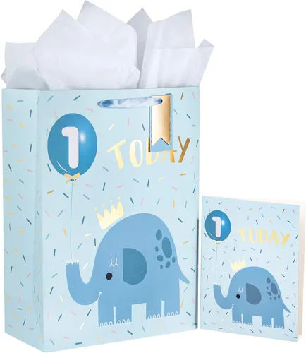 Miniatura 16 de WRAPAHOLIC Bolsa de regalo extra grande de 16" para bebé niña con tarjeta y papel de seda - Para baby shower, bebé recién nacido Jirafa bebé niña