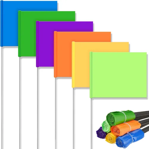 Amylove 300 Piezas Banderas de Marcado 15 x 4 x 5 Pulgadas Banderas Marcadoras para Césped Patio Topografía para Riego de Césped Paisaje Cerca Color