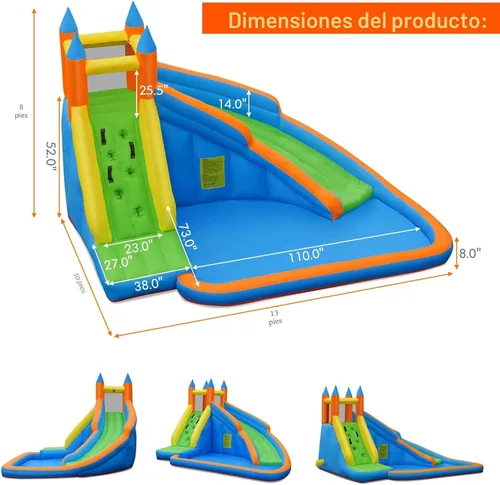 Miniatura 5 de Costzon - Tobogán acuático inflable, parque de toboganes gigantes inflables para niños, diversión al aire libre en el patio trasero, con soplador