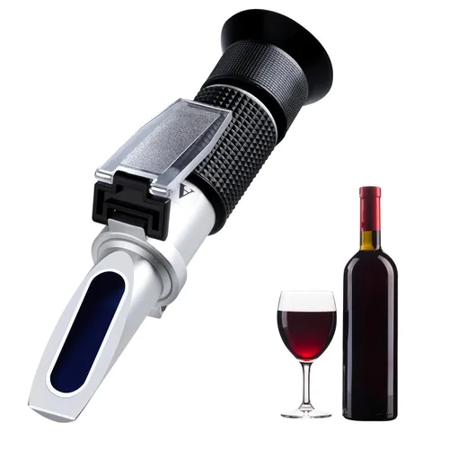 Hidrómetro óptico Brix refractómetro óptico para elaboración de vino, doble escala - Brix 0-40% y alcohol 0-25% vol, refractómetro de vino para