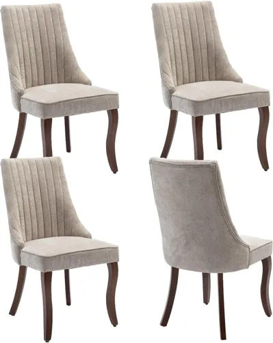 Miniatura 29 de Juego de 2 sillas de comedor, cómodas sillas decorativas tapizadas en tela para cocina y sala de estar, sillas de comedor con acolchado acanalado