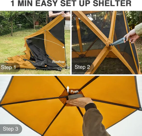 Miniatura 2 de EVER ADVANCED Tienda de campaña emergente para patio trasero, 11.5 x 9.8 pies, Tienda de campaña instantánea con pantalla y mosquitero, naranja