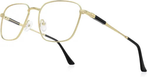Miniatura 8 de Gafas de lectura cuadradas clásicas para hombres y mujeres, bloqueo de luz, lectura de computadora, bisagra de resorte, marco de metal, patas