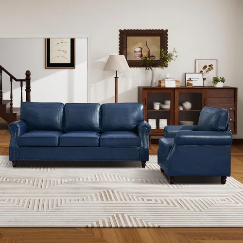 Miniatura 17 de WILLOVE Sofás de Cuero Sintético de 79'' para Sala de Estar, Sofás Modernos de Mediados de Siglo con Brazos Curvos y Ribete de Tachuelas