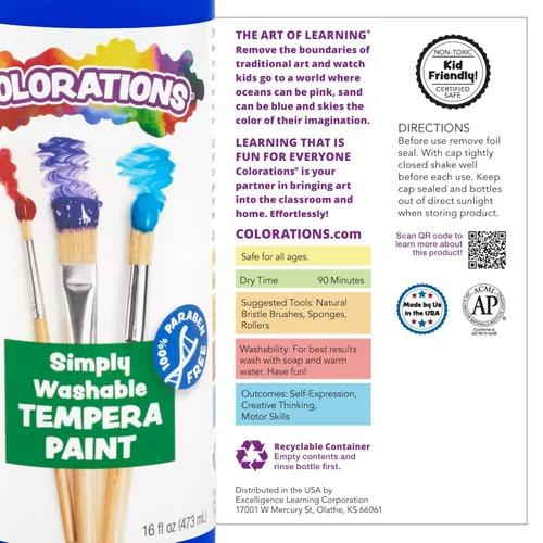 Miniatura 6 de Colorations WSTTU - Témpera lavable, pintura para niños no tóxica, vibrante e intensa, para manualidades, pasatiempos y diversión, suministros
