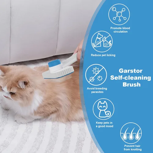 Miniatura 4 de Cepillo para gatos, cepillo de gato para gatos de pelo largo o corto, quita el pelo suelto y las alfombrillas, los pasadores redondeados reducen