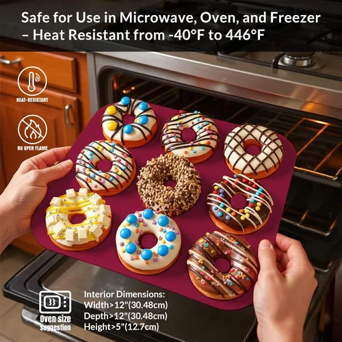 Miniatura 6 de Molde grande de silicona para donas para hornear, 9 cavidades antiadherentes de silicona de grado alimenticio, molde para donas y moldes para bagel