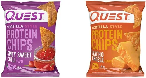 Quest Nutrition Tortilla Chip - Chili dulce picante, 1.1 onzas (paquete de 12) y chips de proteína estilo tortilla, bajo en carbohidratos, queso