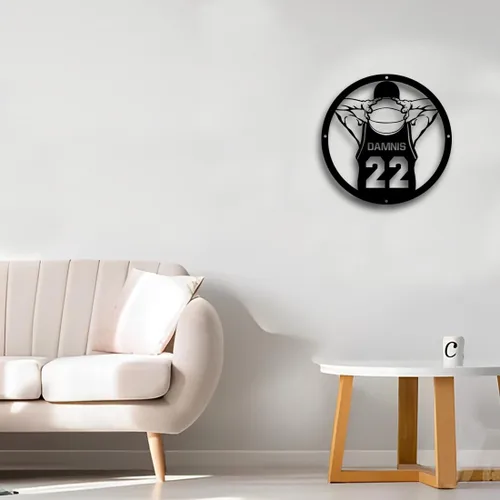 Miniatura 5 de Letrero de metal personalizado para jugador de baloncesto con luz LED, nombre y número personalizados, arte de pared de baloncesto, decoración