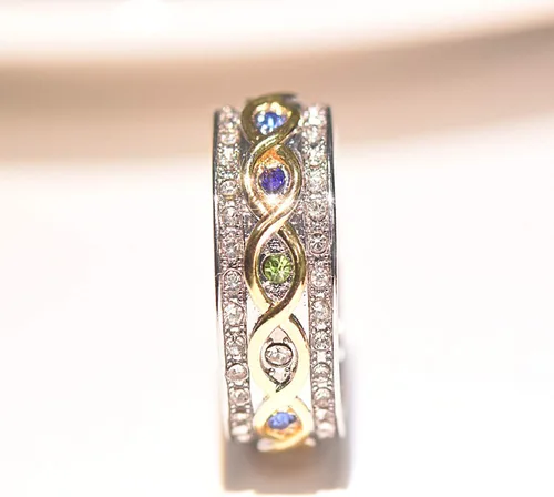 Miniatura 2 de Anillo de plata de ley 925 con zafiro rubí y oro de 18 quilates, anillo de compromiso de eternidad, anillo de compromiso de boda para mujer