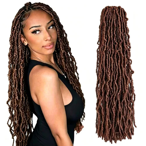 Miniatura 33 de 6 Paquetes Soft Locs Cabello de Ganchillo Pre Looped Faux Locs Trenzas de Ganchillo Goddess Locs Dreadlocs Cabello Sintético Para Mujeres Negras 1b