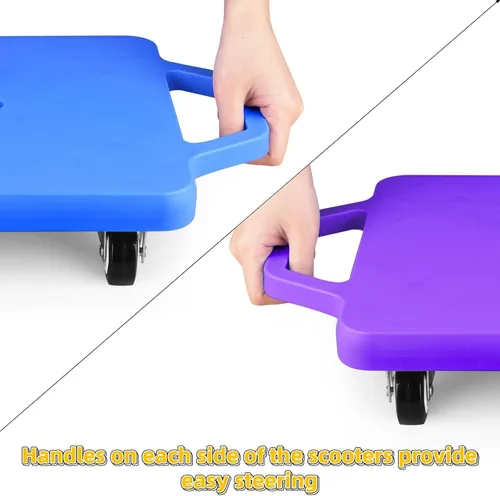 Miniatura 5 de BOBOKA Sports Scooter Board with Handles, Floor Sitting Scooter Board with Non-Marring Plastic Casters for Gym Indoor Outdoor Play, 12 Inches