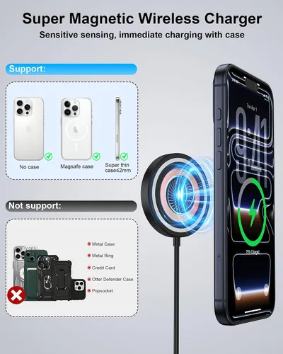 Miniatura 5 de Cargador inalámbrico para Samsung 15 W, cargador inalámbrico de carga rápida para Galaxy S26 Ultra/S25/S24FE/S23/S22/Z Flip 7/6, cargador