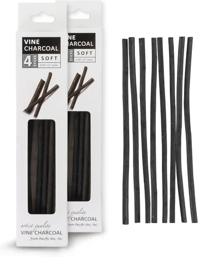 Miniatura 19 de Pacific Arc Artist Vine Charcoal - 4 palitos de carbón suave, negro para dibujar, dibujar y dibujar