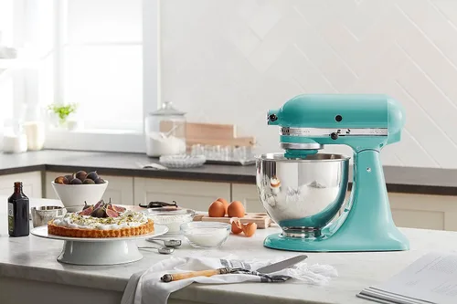 Miniatura 4 de KitchenAid Value Bundle Artisan Series - Batidora de pie inclinable de 5 cuartos de galón con batidor de borde flexible incluido, KSM150FEAQ, Aqua