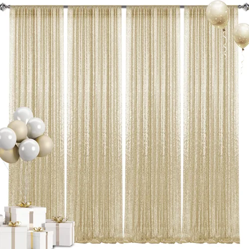 Miniatura 41 de 2 paneles de cortinas de fondo de lentejuelas verdes de 8 pies, cortinas de fondo de fotografía con purpurina para decoración de Navidad, boda