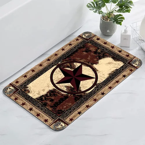 Miniatura 2 de HommomH Alfombras de baño antideslizantes, color negro, súper absorbentes, para baño, 24 x 17 pulgadas, marrón estrella del oeste de Texas
