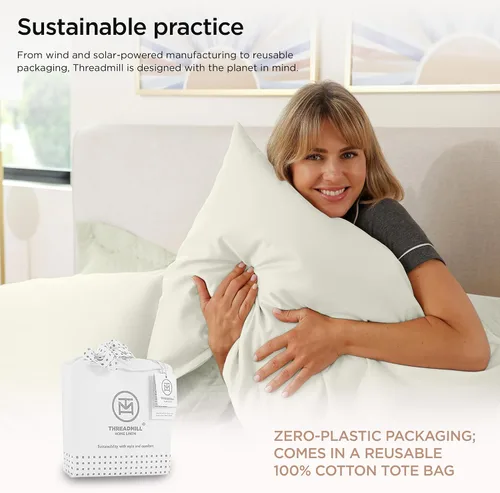 Miniatura 65 de Threadmill Sábanas de Lujo de Algodón Supima, Sábanas de 100% Algodón Suave de 1200 Hilos de Lujo para Cama de Tamaño Completo, Juego de 4 Sábanas