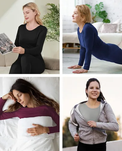 Miniatura 5 de MRIGNT Paquete de 2 ropa interior térmica para mujer, ropa interior térmica, ultra suave, pantalones largos para mujer con forro polar en la parte