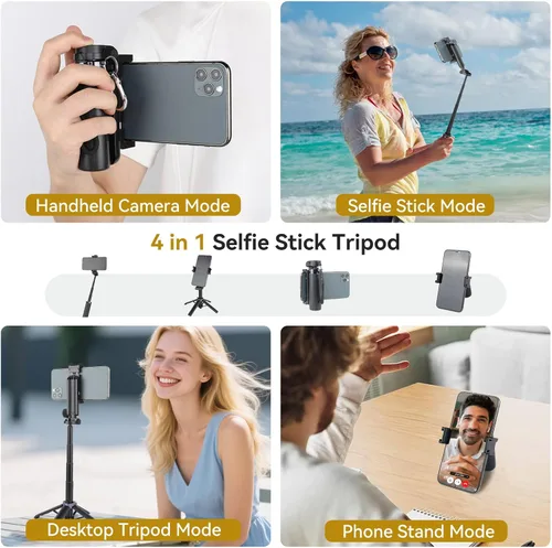 Miniatura 7 de UTEBIT 18" Selfie Stick with Wireless Remote, Extendable Selfie Telescopic Stick with Bluetooth Remote, Portable Phone tripods for Live Streaming