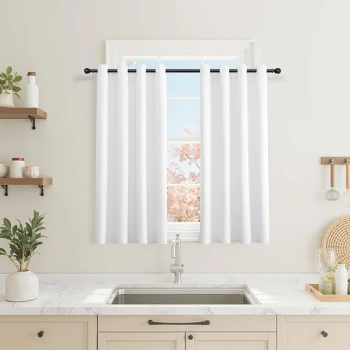 Miniatura 78 de Cream Linen Blackout Curtains 90 Length 2 Panels Set for Living Room Bedroom, 100% Black Out Thermal Insulated Linen Drapes, Room Darkening Grommet
