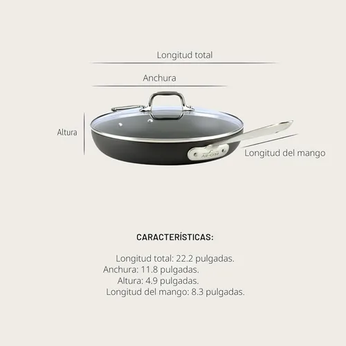 Miniatura 3 de All-Clad E7859664 HA1 Sartén para freír sin PFOA, apto para lavadora de platos, antiadherente, resistente, anodizado, con tapa, 12 pulgadas