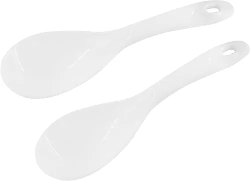 Miniatura 7 de 2 cucharas de plástico para remo de arroz, espátula de arroz antiadherente, cuchara de servir de 7.87 pulgadas (blanco B)