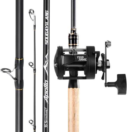 Miniatura 8 de Sougayilang Fiberglass Fishing Rod Combo with Conventional Reel, Durable P-Cork Rod Handle, Medium Heavy for Catfish Salmon and Steelhead
