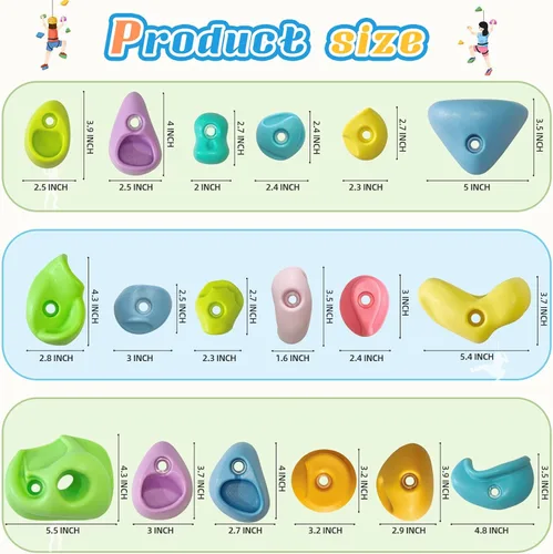 Miniatura 4 de 32 piezas de pared de escalada en roca para niños, soportes de escalada de pared de roca, kits de agarre de pared para escalada de adultos con 32
