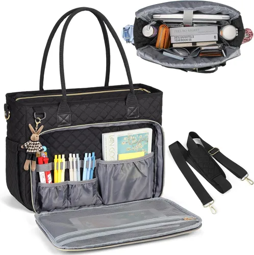 RAINSMORE Bolsa de mano para profesores, bolsa de computadora portátil de 15.6 pulgadas para mujer, bolsas de trabajo, bolsa de enfermera, bolsa
