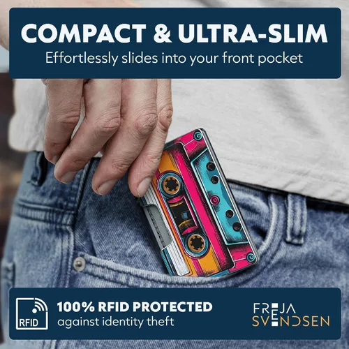 Miniatura 87 de Cartera de aluminio impresa 2.5D para hombres: clip delgado para dinero y tarjetero con barniz selectivo táctil. Bloqueo RFID mejorado, compacto