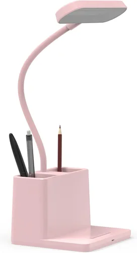 Miniatura 10 de AXX Bonita lámpara de escritorio morada, luz de mesa de estudio recargable para oficina en casa, pequeña, funciona con pilas, LED, cuello de cisne