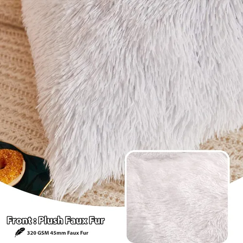 Miniatura 3 de LIFEREVO Paquete de 2 fundas de almohada de piel sintética esponjosa, fundas de almohada cuadradas de 18 x 18 pulgadas, fundas de almohada Blanco