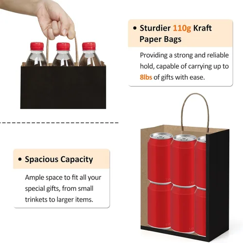 Miniatura 3 de Bolsas de la compra BagDream de 8 x 4.75 x 10.5 pulgadas. 25 unidades. Bolsas de papel con asas para regalo, para venta al por menor, para empaques