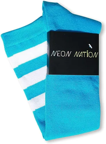 Miniatura 2 de NEON NATION Calcetines unisex hasta la rodilla con varias rayas de colores, ligeros y transpirables