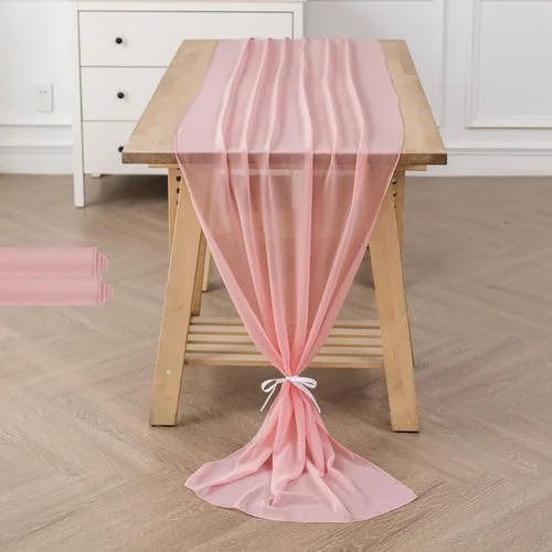 Miniatura 14 de Paquete de 2 caminos de mesa de gasa de 10 pies de 29 x 120 pulgadas, camino de mesa romántico transparente para boda, fiesta de cumpleaños