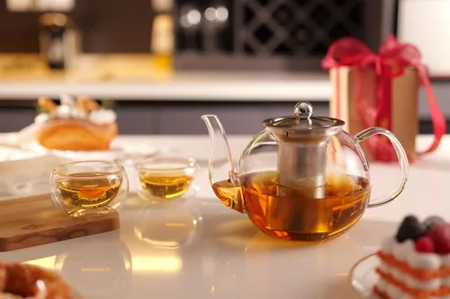 Miniatura 8 de CNGLASS Juego de 4 tazas de té de vidrio de doble pared, 5.1 onzas, tazas de té transparentes aisladas asiáticas, 5.1 fl oz, pequeña taza