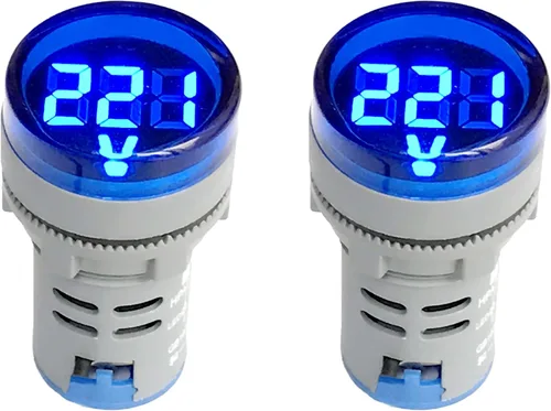 NOYITO Voltímetro digital de CA 80-500V 110V 220V 380V rojo, verde, amarillo, azul, blanco, pantalla digital, cabeza redonda pequeña (paquete de 2)