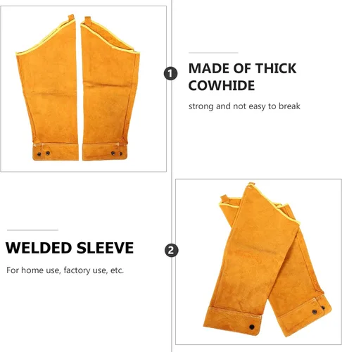Miniatura 8 de Welding Protective Oversleeves 1 Pair Cowhide Leather Heat-resistant Anti-scald Arm Sleeves for Welders Sturdy Personal Safety Guard
